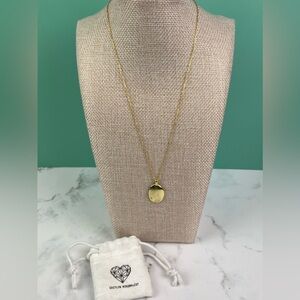 Caitlyn Minimalist Golden Aura Oval Disc Pendant Necklace
